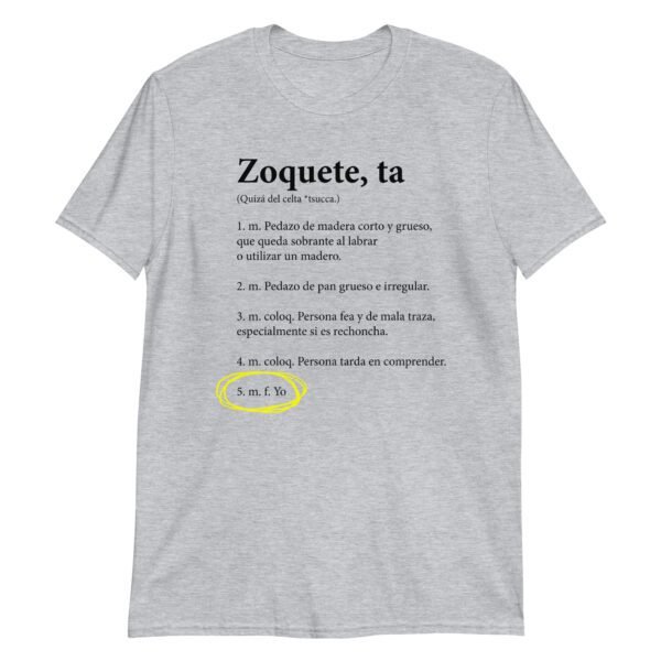 Camiseta original y única con la frase graciosa: Zoquete Definición, en color gris