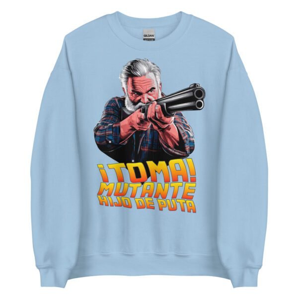 Sudadera original y única con la frase graciosa: Toma Mutante Hijodeputa Regreso al Futuro, en color azul