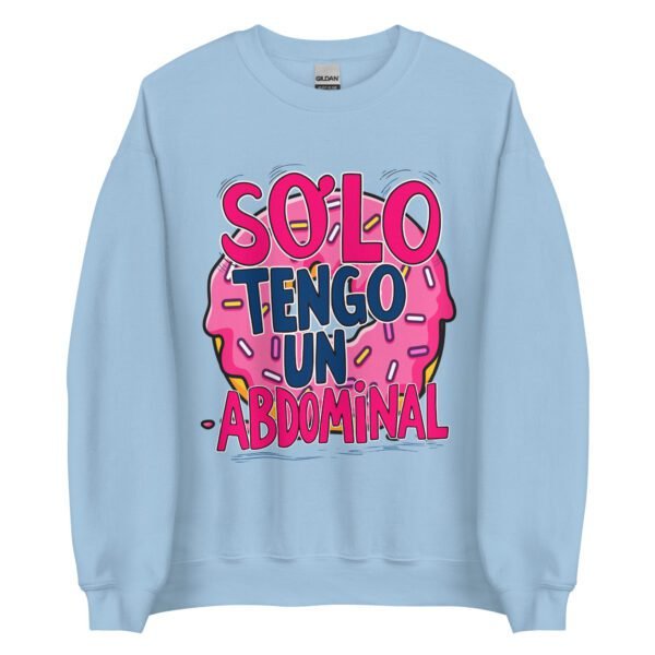 Sudadera original y única con la frase graciosa: SOLO TENGO un abdominal, en color azul