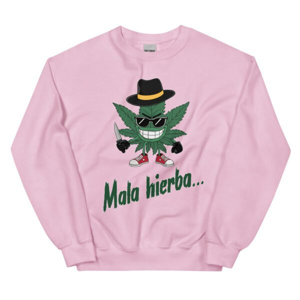Sudadera original y única con la frase graciosa: Mala Hierba nunca muere, en color rosa