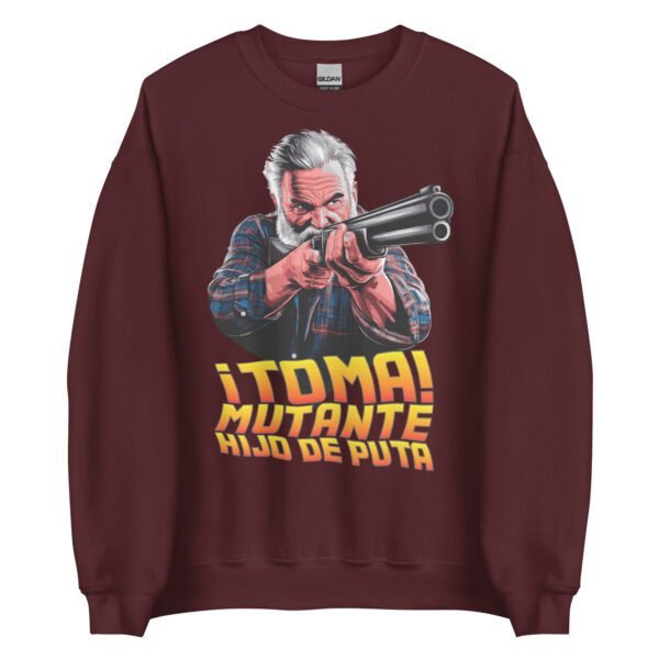 Sudadera original y única con la frase graciosa: Toma Mutante Hijodeputa Regreso al Futuro, en color marrón