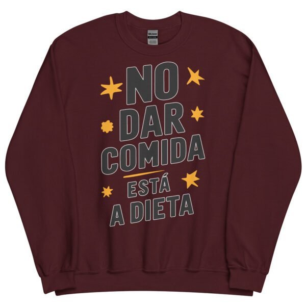 Sudadera original y única con la frase graciosa: No dar comida está a Dieta, en color marrón