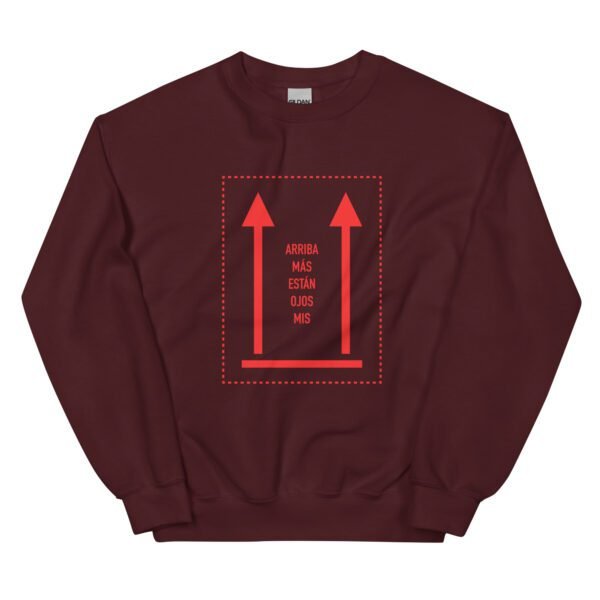 Sudadera original y única con la frase graciosa: Mis ojos están más Arriba, en color marrón