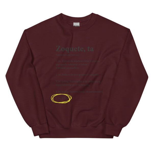 Sudadera original y única con la frase graciosa: Zoquete definición, en color marrón