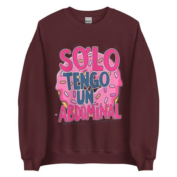 Sudadera original y única con la frase graciosa: SOLO TENGO un abdominal, en color marrón