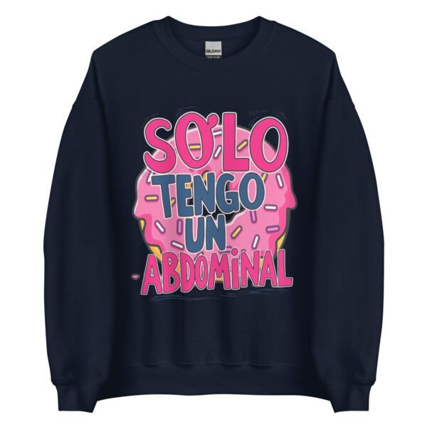 Sudadera original y única con la frase graciosa: SOLO TENGO un abdominal, en color azul marino