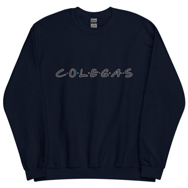 Sudadera original y única con la frase graciosa: COLEGAS logo friends, en color azul marino