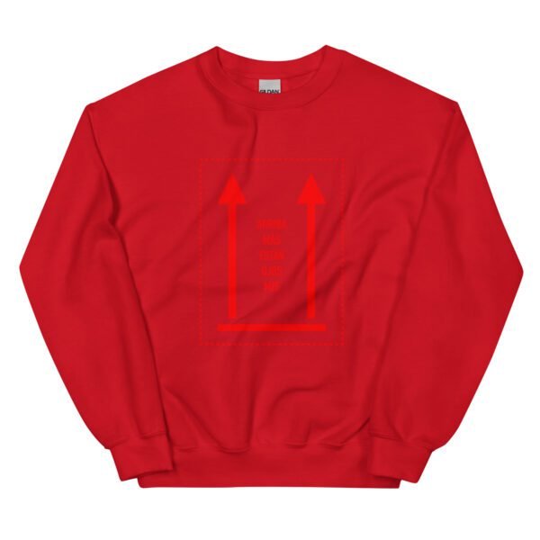 Sudadera original y única con la frase graciosa: Mis ojos están más Arriba, en color rojo