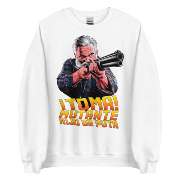 Sudadera original y única con la frase graciosa: Toma Mutante Hijodeputa Regreso al Futuro, en color blanco