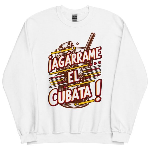 Sudadera original y única con la frase graciosa: Agárrame el Cubata, en color blanco